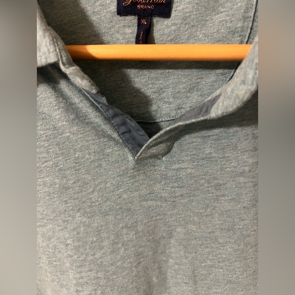 Good Man Brand by Russell Wilson No Button Cotton Polo Shirt Teal Blue XL - Picture 3 of 6